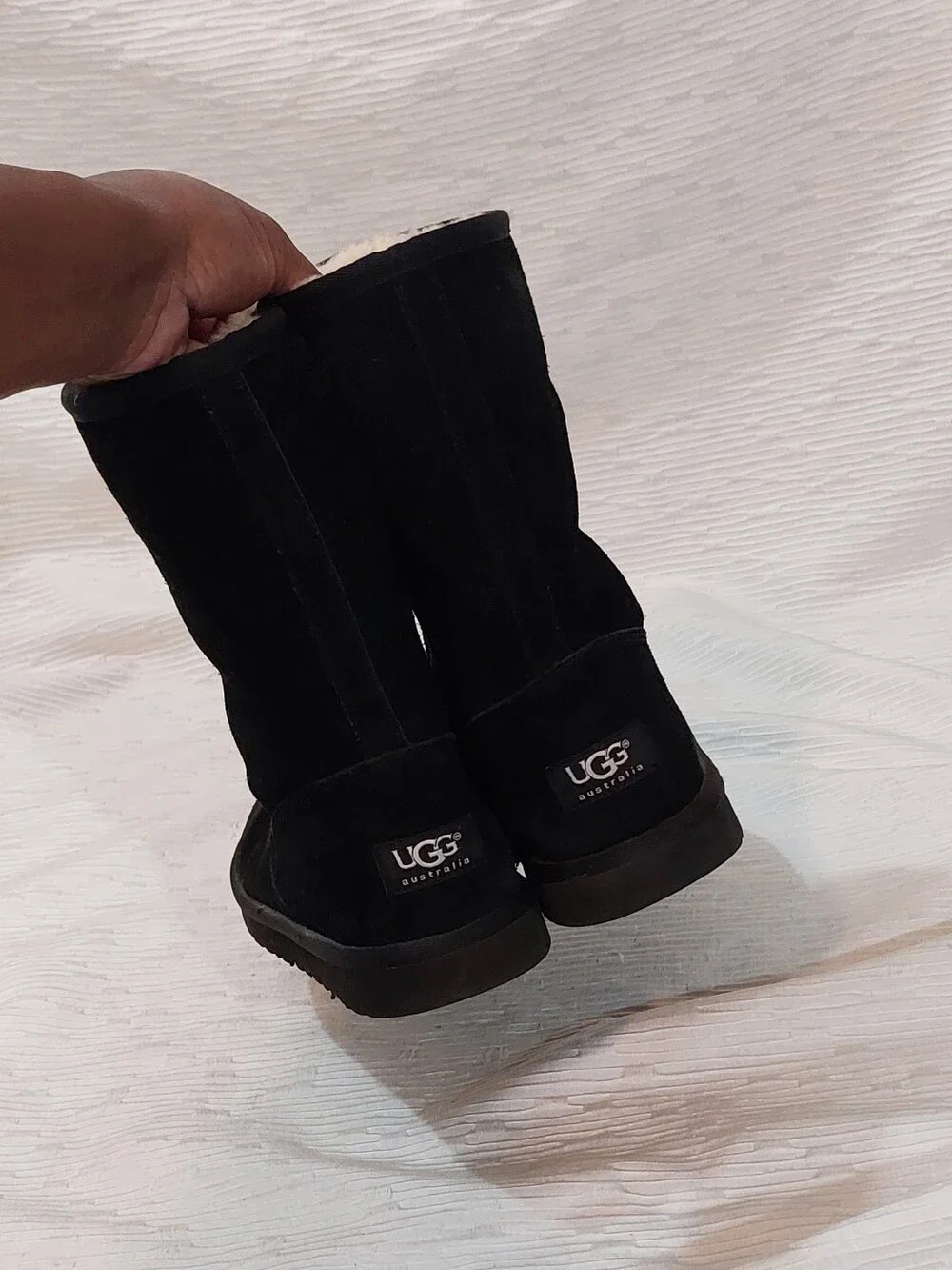 UGG Black Suede Shearling-Lined Winter Boots Size 4